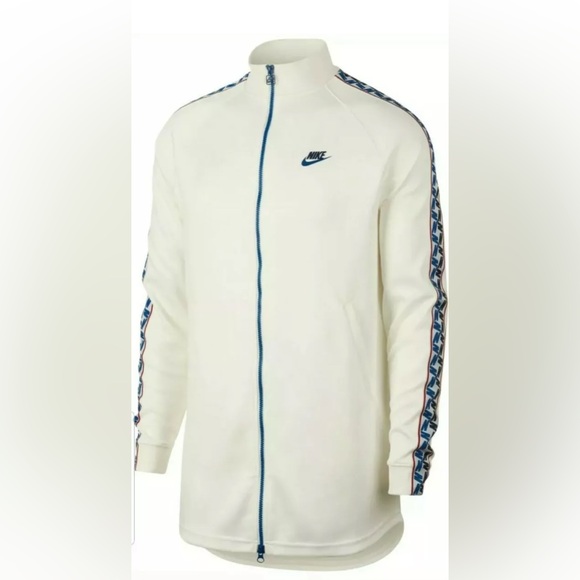 NIKE Sportswear Taped Poly Full-Zip Track Jacket Warm Up Sail White M AJ2681-133 - Picture 1 of 8